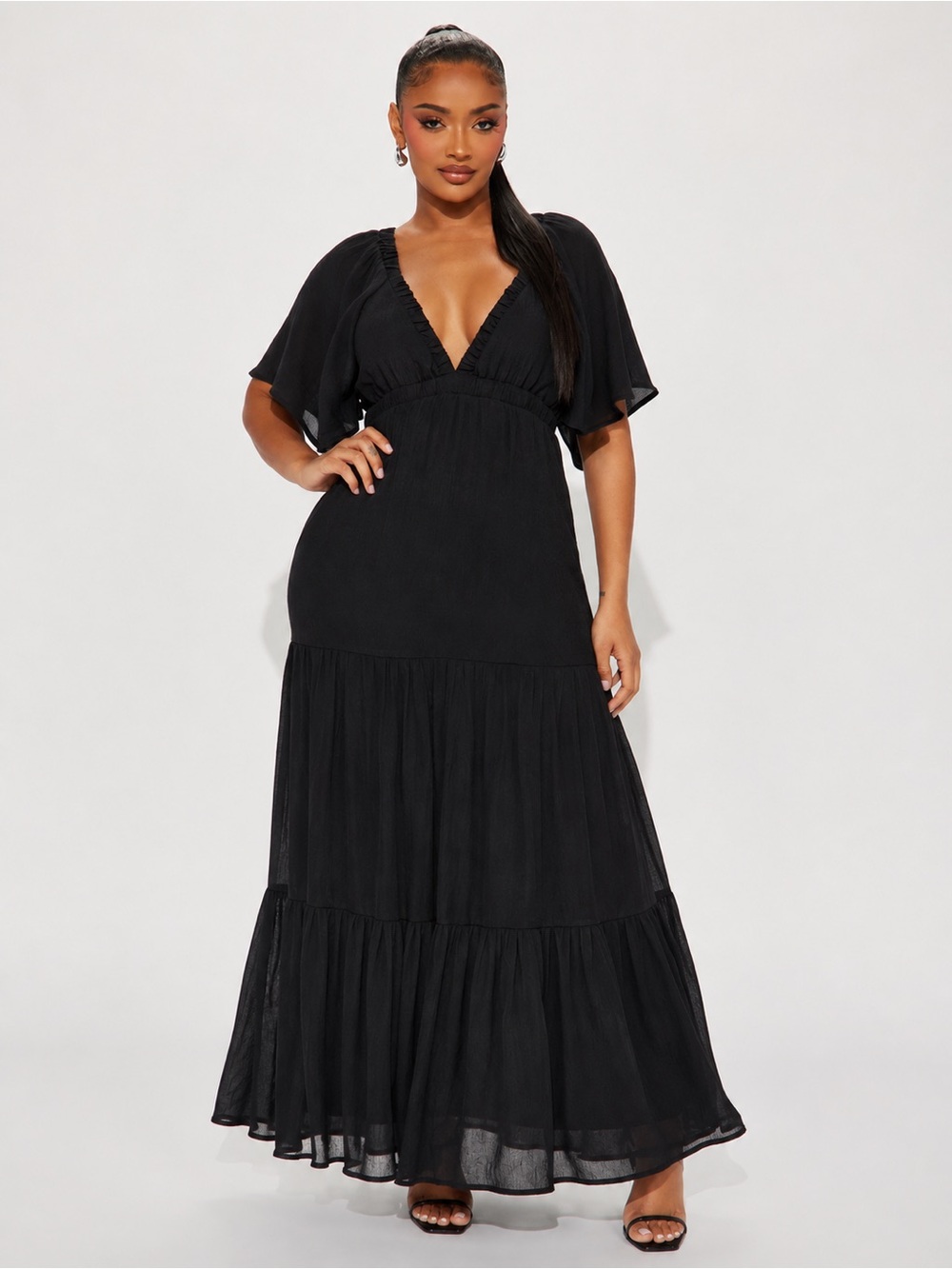 Fashion Nova Black Tiered Maxi Dress – Size Medium, NWT - Picture 3 of 4